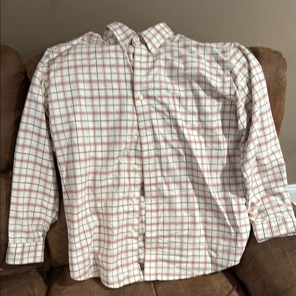 St. John's Bay White and Red Plaid Button Down Shirt